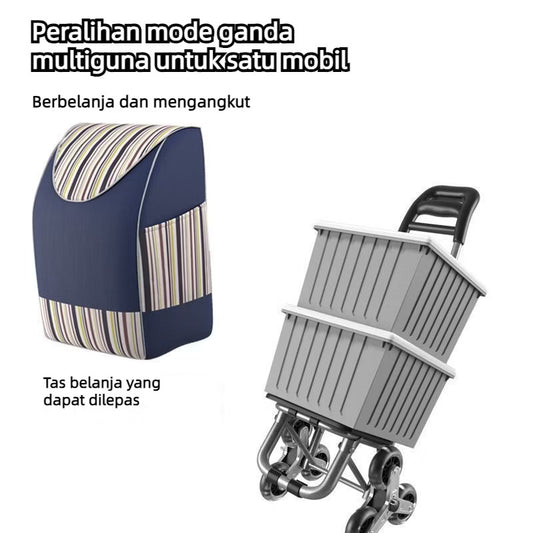 TAS TROLI BELANJA DUDUK 3 RODA DUDUKAN SHOPPING TROLLEY BAG SEAT /Portabel Dengan Roda Trolley Shopping Bag