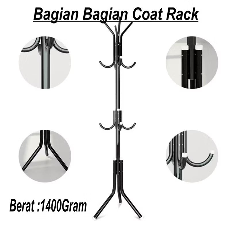 Gantungan Baju Stand Hanger Coat Rack Berdiri Aesthetic Bag Gantungan Tiang Baju Tas Topi Jacket Payung Mantel Besi Aesthetic Serbaguna