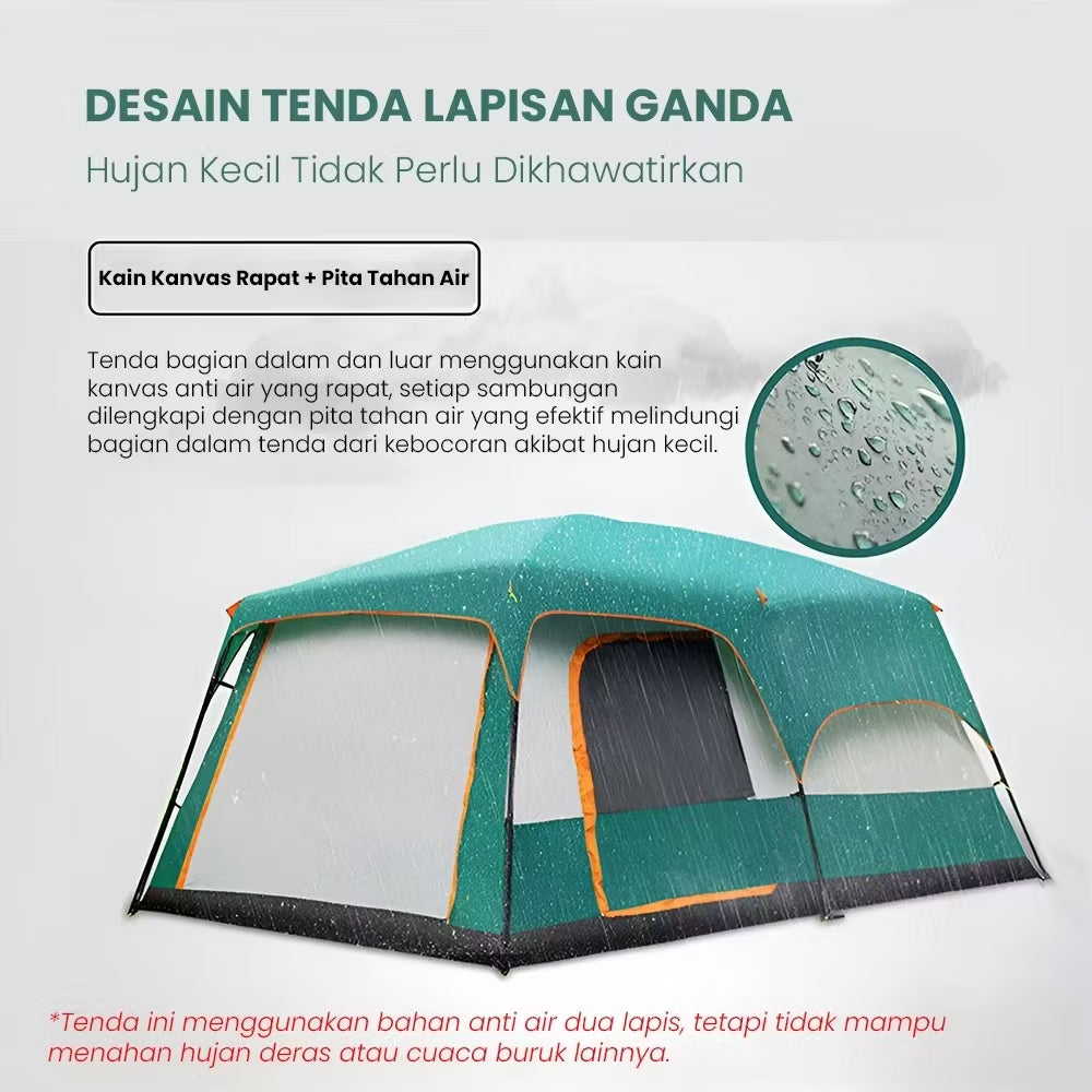 Tenda Camping Jumbo 10-13 Orang Tenda Outdoor Ada 2 Ruangan Waterproof