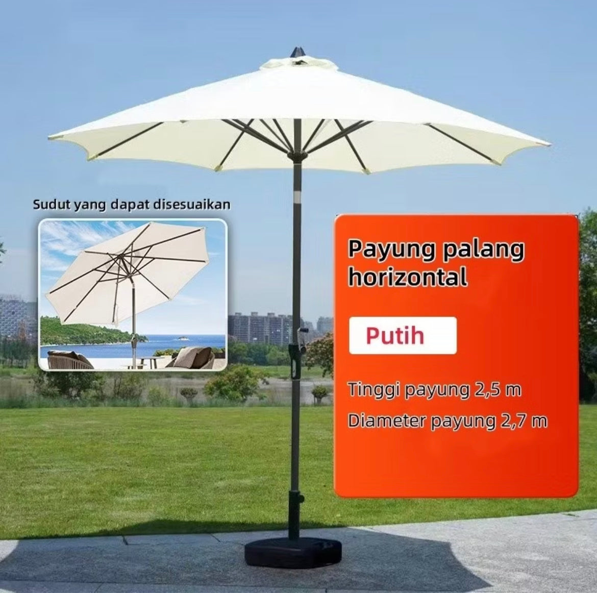 Tenda Payung Payung Jualan Pantai Outdoor Umbrella UV Perlindungan Kain